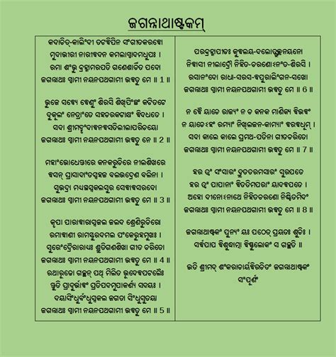 Shri Jagannath Ashtakam - Lyrics in Odia and Hindi