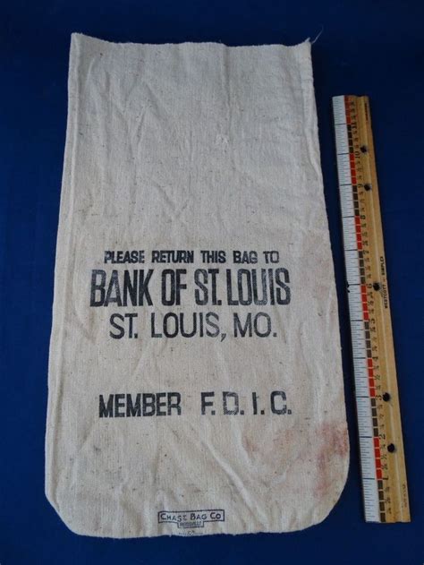 Vintage Canvas Bank Bag ~ St. Louis Mo. Money Bag Coin Bag 13 3/4" | Bank bag, Vintage canvas ...