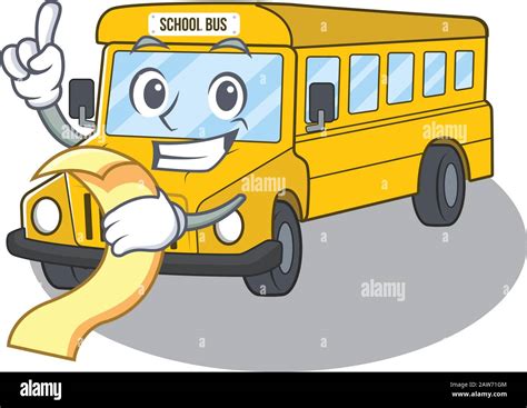 A funny cartoon character of school bus holding a menu Stock Vector Image & Art - Alamy