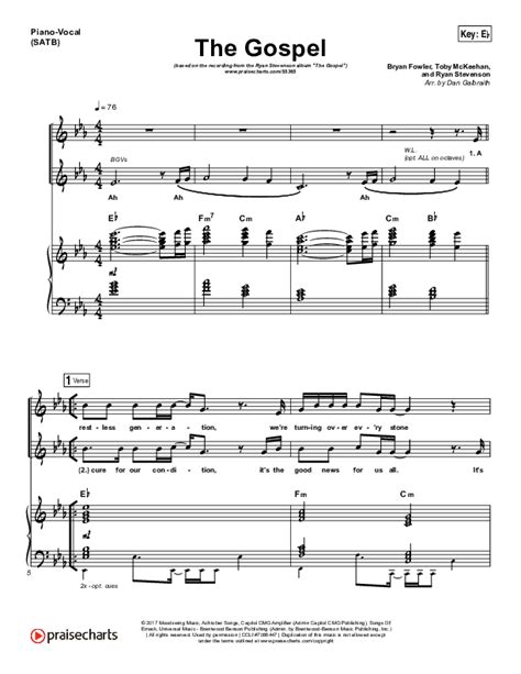 The Gospel Sheet Music PDF (Ryan Stevenson) - PraiseCharts