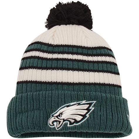 New Era Philadelphia Eagles Midnight Green Traditional Stripe Cuffed Knit Hat