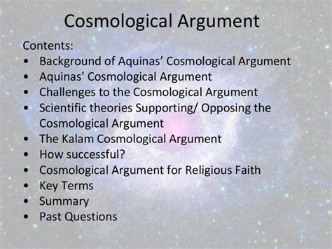 Cosmological Argument, AQA, AS - Presentation in A Level and IB Religious Studies