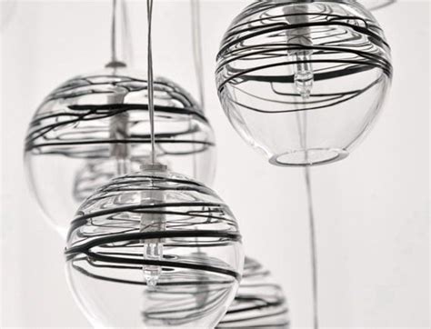 Aire Lamps. Hanging round glass pendant lights, available in multiple configurations, hand made ...