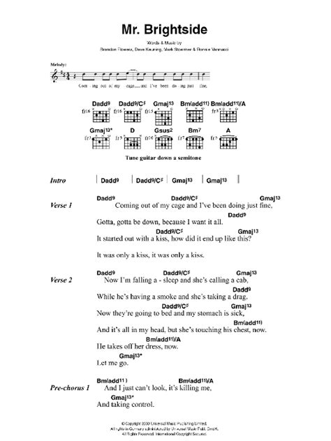 Mr. Brightside by The Killers - Guitar Chords/Lyrics - Guitar Instructor