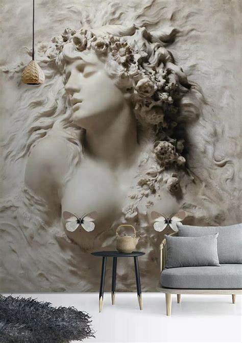 3D black white portrait relief effect wall mural wallpaper 37 | Wall ...