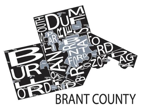 Typographic Map of Brant County County Map Print Ontario - Etsy