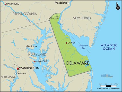 Geographical Map of Delaware and Delaware Geographical Maps