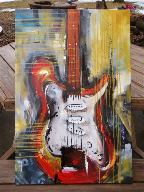 Guitar Painting Abstract Painting Large by heatherdaypaintings Guitar ...