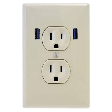 U-Socket 15 Amp Standard Duplex Wall Outlet with 2 Built-in USB ...