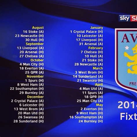 Aston Villa 2014-15 Fixture list | Avillafan .com | Flickr