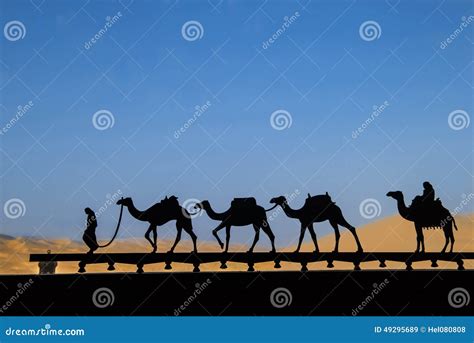 Silhouette Of Camel Caravan Stock Image - Image of dubai, arabic: 49295689