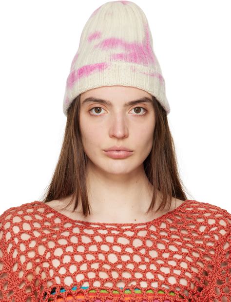 The Elder Statesman: Pink & White Hot Ranger Beanie | SSENSE Canada