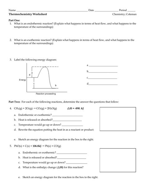 Exothermic And Endothermic Reactions Worksheet With Answers - Printable Word Searches