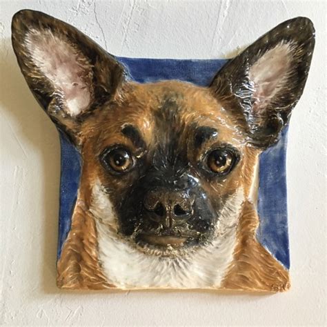 Chihuahua CERAMIC Portrait Sculpture 3D Dog Art Tile Plaque | Etsy