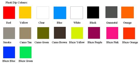 Plasti Dip Color Chart | Labb by AG