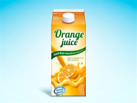 Premium Vector | Orange juice drink carton