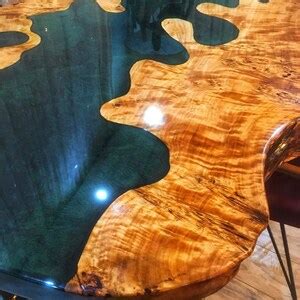 Dining Room/kitchen/bar Table Wood Epoxy Resin River Unique Live Edge Olive Custom Reclaimed ...