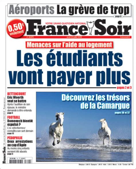 Newspaper France Soir (France). Newspapers in France. Thursday's ...