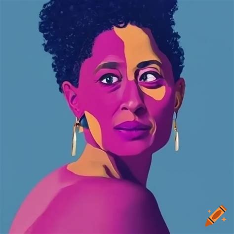 Tracee ellis ross in a modern simple illustration style using the ...
