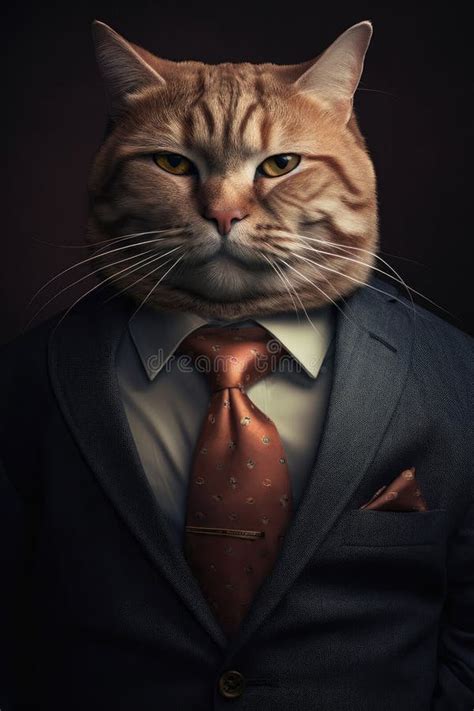 Portrait Fat Cat in a Business Suit Stock Illustration - Illustration of mammal, white: 275016255