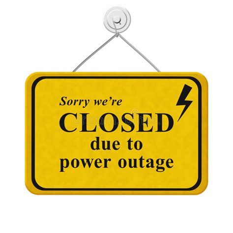 Closed Due To Power Outage Message Yellow Warning Sign Stock Image ...