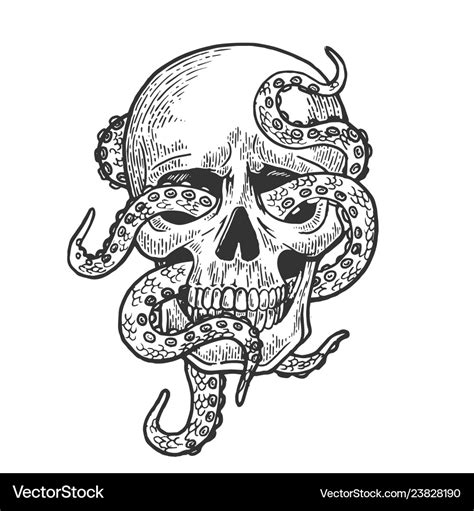 Octopus in human skull Royalty Free Vector Image