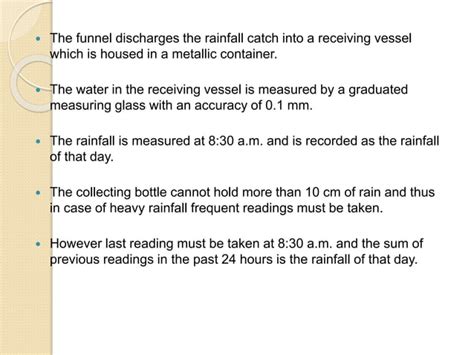 Measurement of precipitation (rainfall )