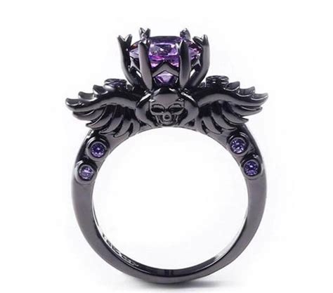 Black Amethyst Skull Ring – Yoga Mandala Shop