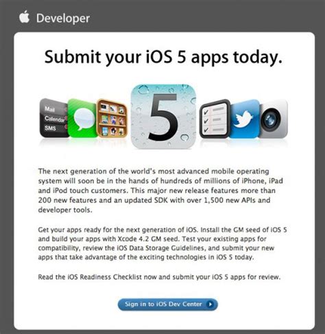 Apple Asking Developers to Submit iOS 5 Apps Ahead of October 12th Release - MacRumors