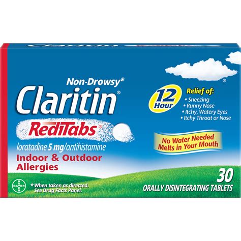 Claritin RediTabs 12 Hour Non-Drowsy Allergy Tablets, 30 Ct - Walmart.com - Walmart.com