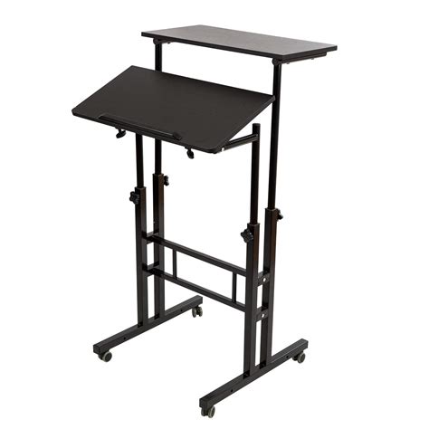 SIDUCAL Mobile Stand Up Desk, Adjustable Laptop Desk with Wheels Home Office Workstation ...