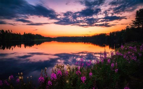 Amazing sunset reflection in the lake HD desktop wallpaper : Widescreen : High Definition ...