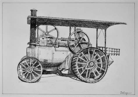 Historic Steam Powered Traction Engine Drawing by Dai Wynn | Saatchi Art