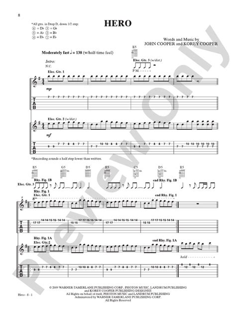 Hero: Guitar: Skillet - Digital Sheet Music Download