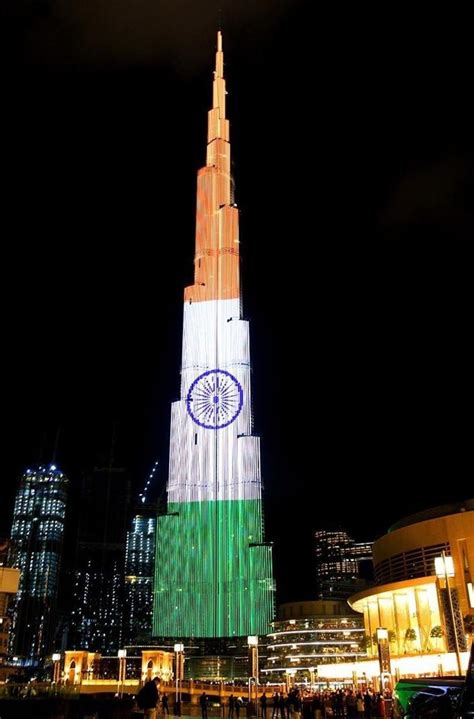 Burj Khalifa was illuminated with Indian Tricolour to mark the occasion of 71st Republic Day ...