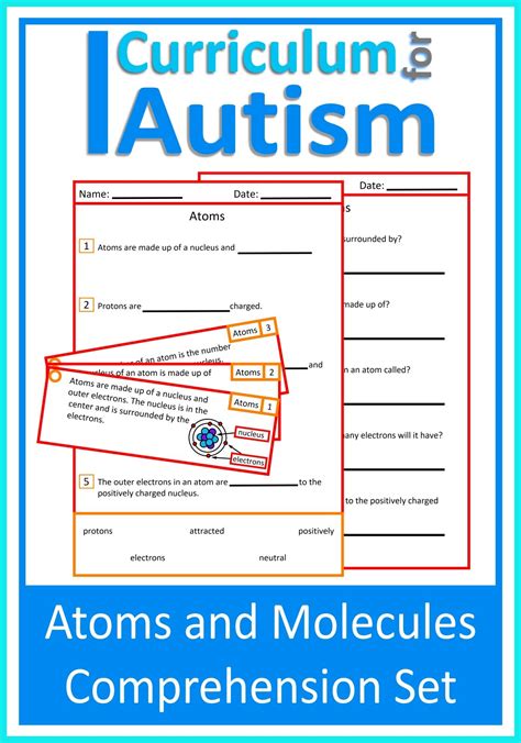 Atoms & Molecules Comprehension Worksheets Autism Special Education Inclusion Classroom ...