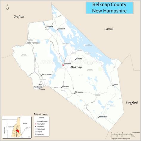 Map of Belknap County, New Hampshire - Where is Located, Cities, Population, Highways & Facts