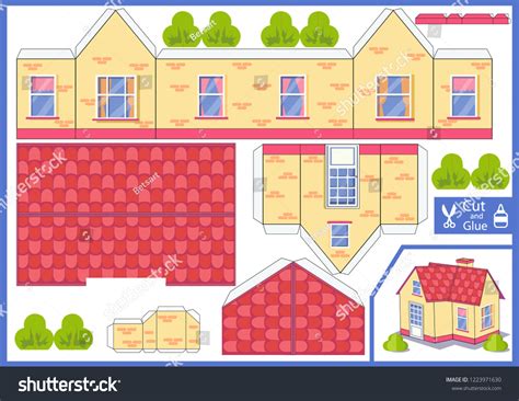 3d House Cut Glue Paper House: เวกเตอร์สต็อก (ปลอดค่าลิขสิทธิ์) 1223971630 | Shutterstock