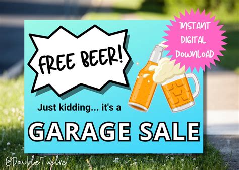 Funny Garage Sale Printable Sign DIY Yard Sale Digital - Etsy