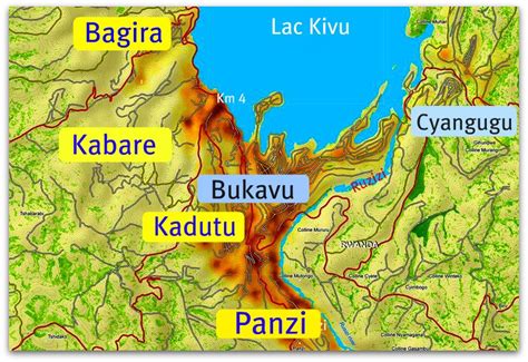 On Black: Carte simplifiée de Bukavu et de ses quartiers périphériques by pgkivu [Large]