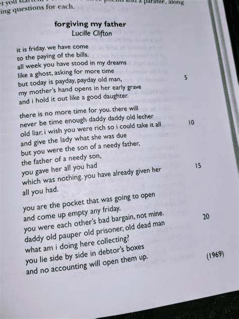 Literary Analysis-Forgiving My Father by Lucille Clifton-New Criticism