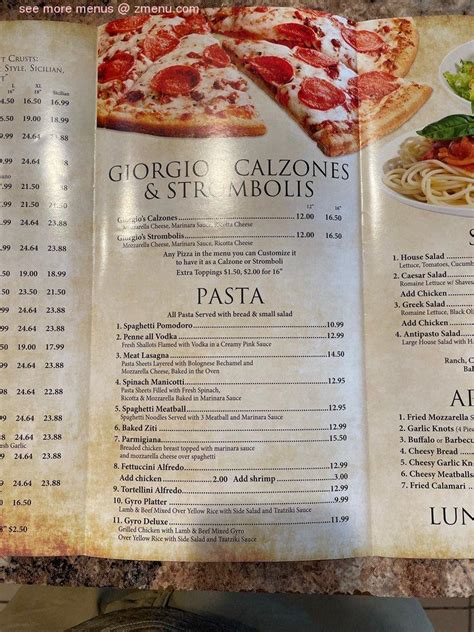 Online Menu of Giorgios Pizza Restaurant, Smyrna, Tennessee, 37167 - Zmenu