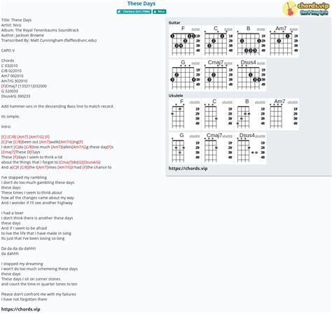 Chord: These Days - tab, song lyric, sheet, guitar, ukulele | chords.vip