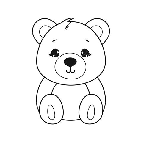 Teddy Bear Drawing Template On White Background Outline Sketch Vector ...