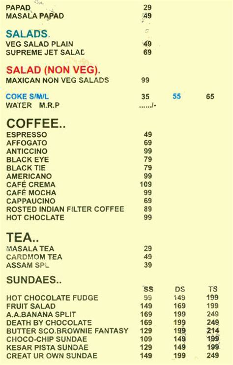 Tully's Restaurant Menu, Menu for Tully's Restaurant, GTB Nagar, North Delhi, Delhi NCR