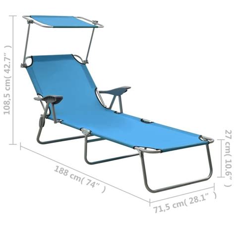 Sun Lounger With Canopy Steel Blue