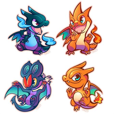 four different types of pokemon stickers on a white background, one is ...