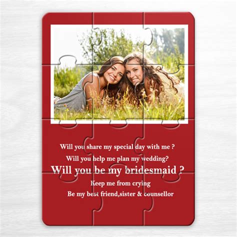 Wedding Photo Puzzle Invitation, Small Red