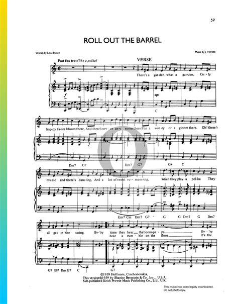 Roll Out The Barrel (The Andrews Sisters) Piano Sheet Music - OKTAV