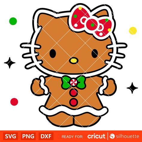 Hello Kitty Gingerbread Svg, Christmas Svg, Sanrio Christmas Svg, Kawaii Svg, Cricut, Silhouette ...